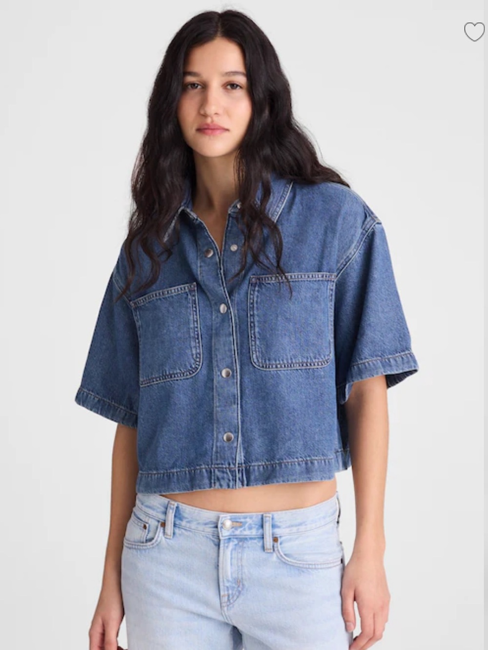 MADEWELL Boxy Crop Button-Up Shirt in Airy Denim Size XS